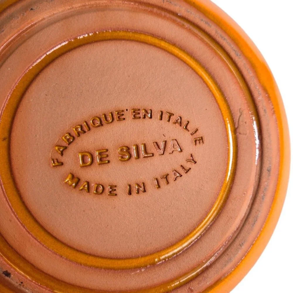 De Silva Orange Casserole Oven Safe Bowl Lid Made Italy‎ Terracotta MCM